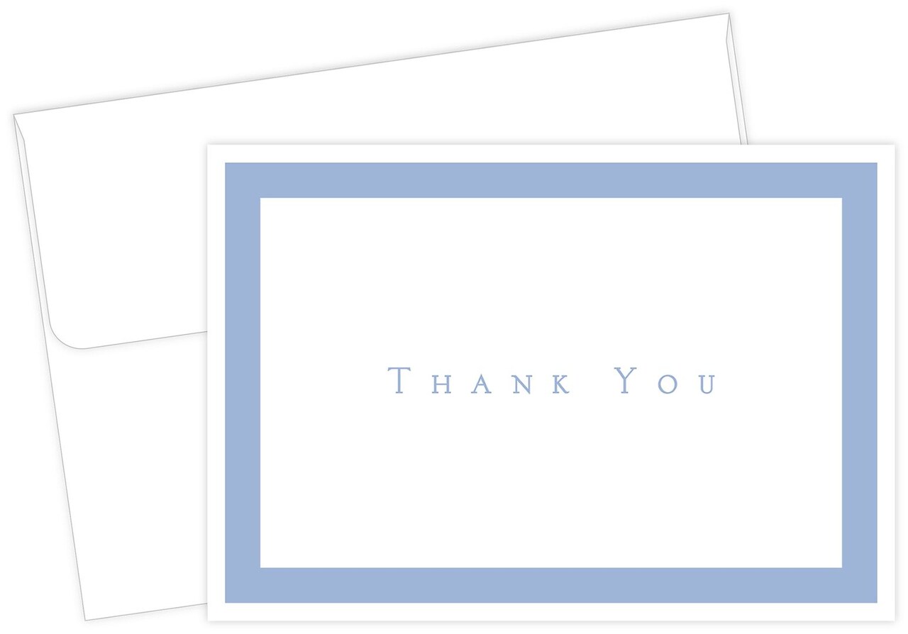 Great Papers! Thank You Note Card and White Envelope, Periwinkle, 4.75" x 3.375"(folded), 50 count